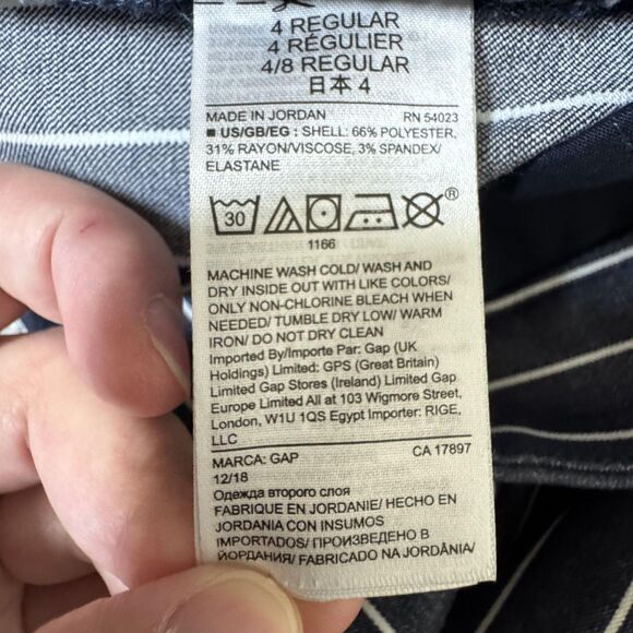 GAP Pants Womens 4 Navy Stripe Signature Skinny Ankle Work Office Stretch - Picture 9 of 13